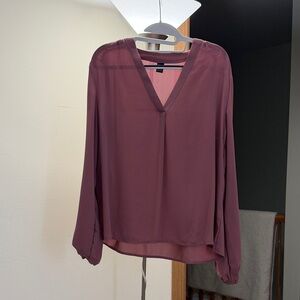 SHEIN Deep Mauve V-Neck Blouse